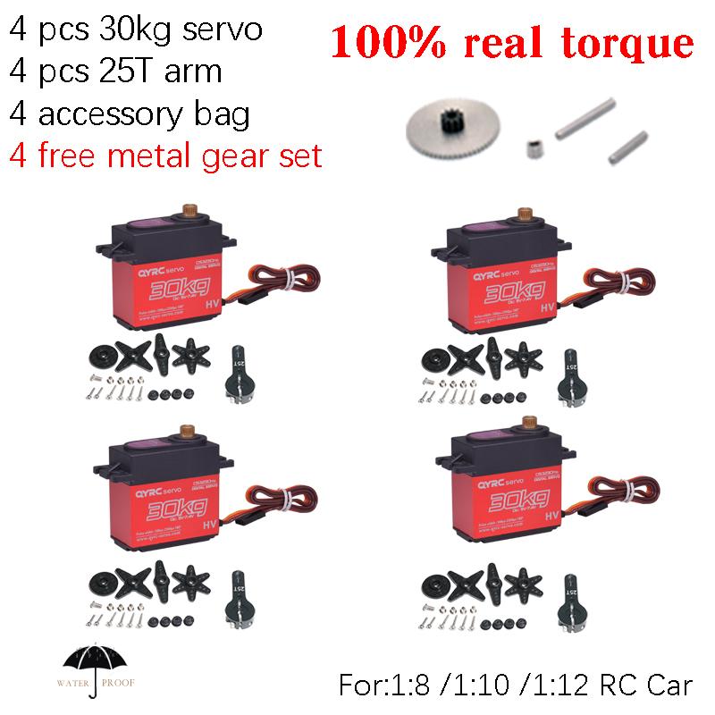 4Pcs Waterproof 20kg 25kg 30kg 35kg 40kg digital servo metal gear 180° high speed 25T arm for 1/8 1/10 RC baja crawler Cars boat