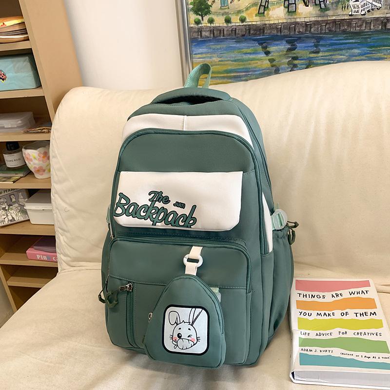 

Mori Style Cute Color Block Backpack - Large Capacity for Students, Perfect for Travel & School 31*18*46 with Coin Purse 11*2*12 зелёный