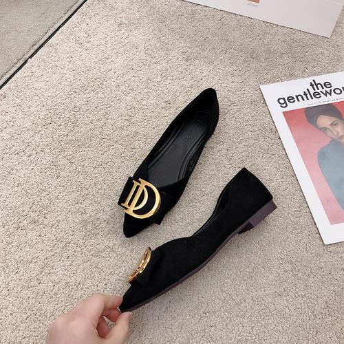 Fashion Pointed Flat Shoes for Women's New Boat Shoes Black Work Shoes Checkered Shallow Women Shoes Super Big Size 45 46 47 48 49 50