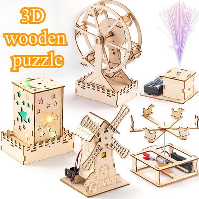 Holzbastelset STEM-Bausätze DIY-Wissenschaftliche Bauprojekte 3D-Holzpuzzle Montagemodell-Set Lernspielzeug für Jungen & Mädchen