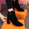 New Pointed-toe Chunk-heeled Ankle Boots, High-heeled Boots and Women's Shoes