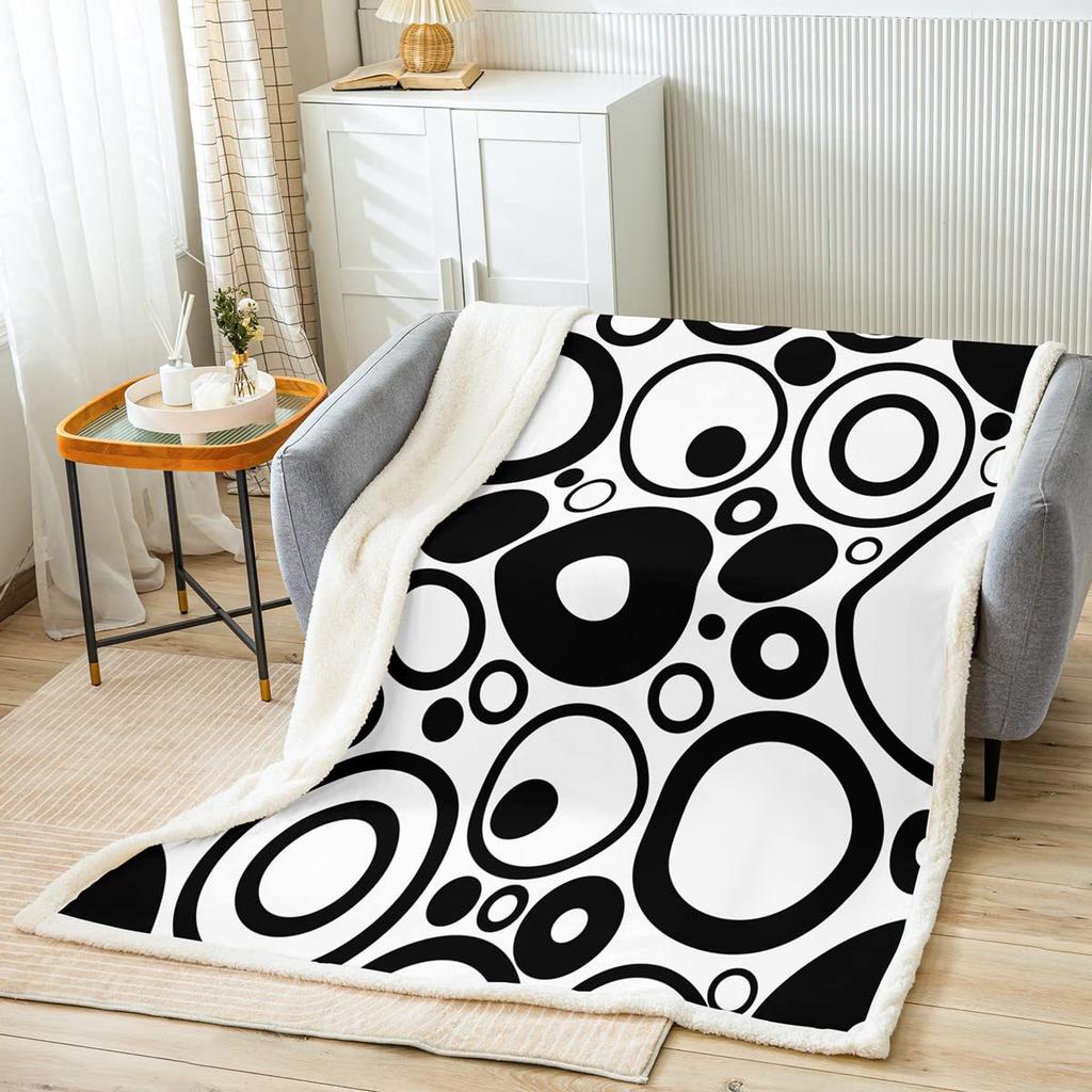 Geometric Print Flannel Blanket Nap Thermal Blanket Sofa Blanket