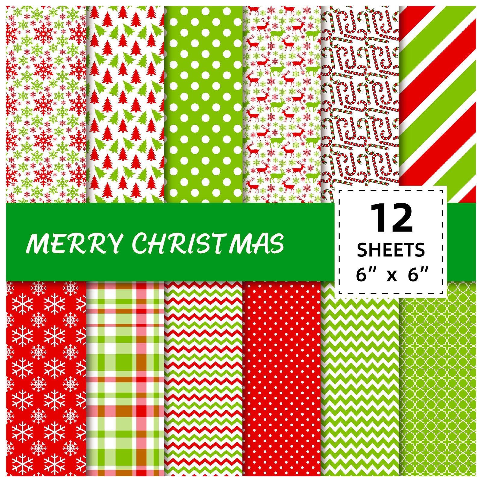 

12 Sheets/Package, Hand Account, Material Package, Color, Christmas Material Paper, Scrapbook, Card Making Background Paper 15cm*15cm