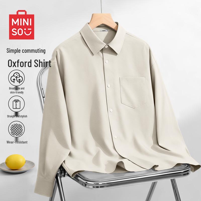 MINISO Men s Oxford Casual Long Sleeve Shirt L