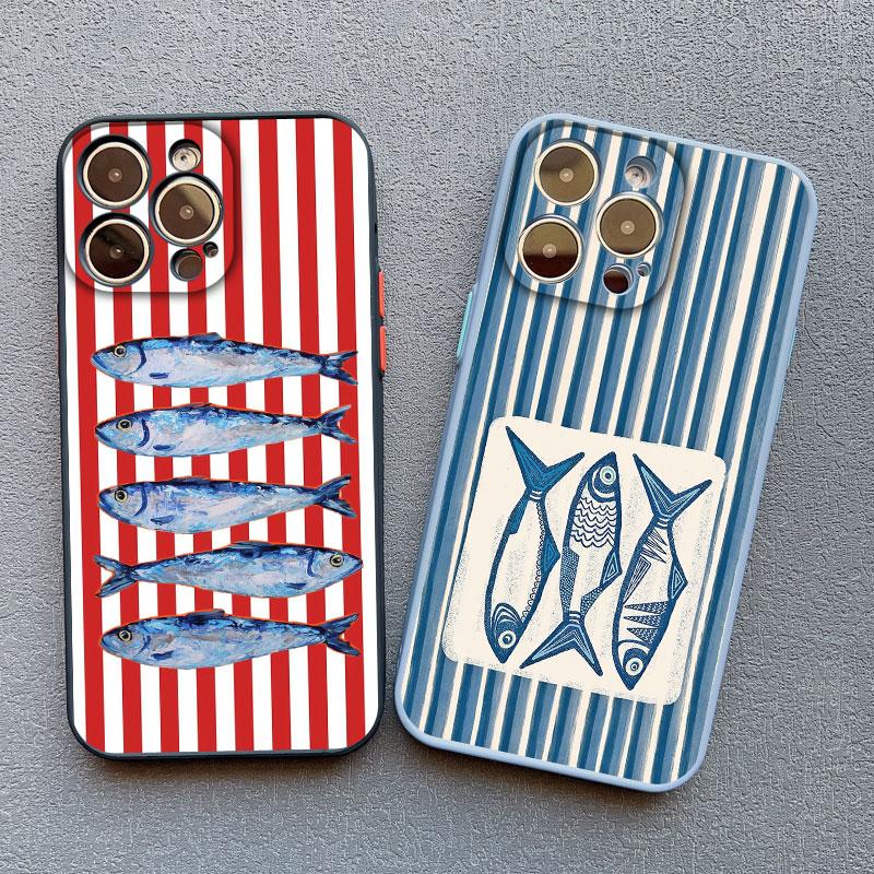 Colorful Sardine Lobster Fish Ocean Animaldiy Phone Case For IPhone 13 Mini 12 11 Pro Max 17 15 16 14 Pro Max Plus XR XS X Cover