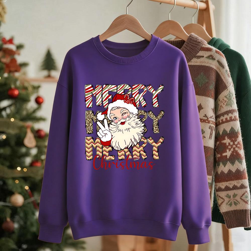 

Счастливого Рождества Принты Санта Клауса Толстовка Женская Теплая Базовая Худи С Круглым Вырезом Свободный Пуловер Повседневная Удобная Одежда XL