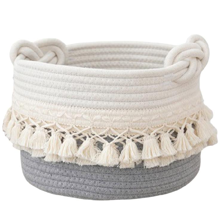 Practical Cotton Rope Storage Basket Durable Cotton Rope Storage Basket with Tassels Perfect For Any Room Decors
