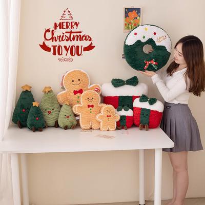 Colorful Christmas Day Decoration Pudding Pillow Plush Toy Doll Gingerbread Man Christmas Doll Gift