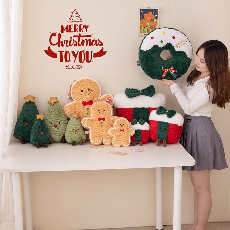 Colorful Christmas Day Decoration Pudding Pillow Plush Toy Doll Gingerbread Man Christmas Doll Gift