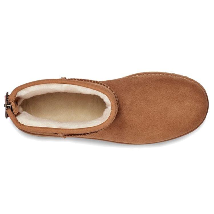 UGG Women's Classic Ultra Mini Boots Chestnut Suede Fur Lined Slip On Winter Boots 1122671-CHE