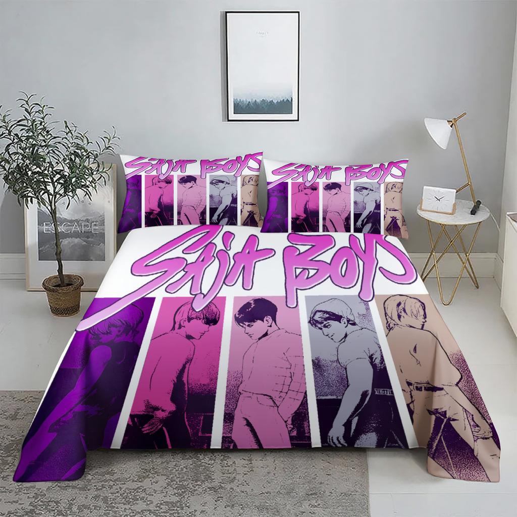 ZOEY D-Demon Hunters K-pop Bed Sheet Set 3D Printed Bed Flat Sheet With Pillowcase Bed Linen King Queen Size