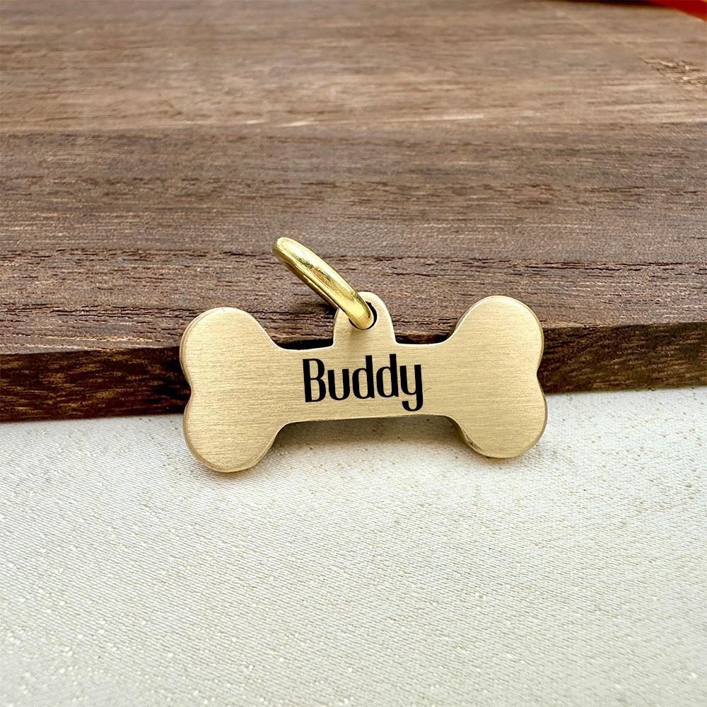 Neues Knochen-Personalisierter Hundemarke Name Haustier-ID-Tag Massives Messing Haustiere Anti-Verlust-Marke Welpenzubehör Hunde Halsband Kundenspezifisch Graviert