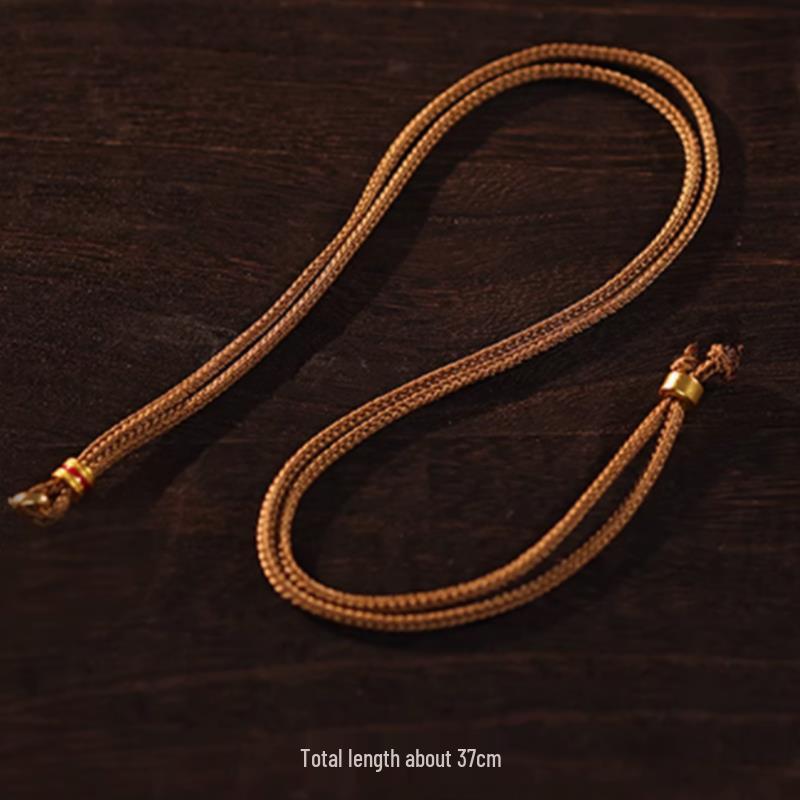 

Ancient Gold Diamond Brushed Ruyi Peace Buckle Necklace - Women s Retro Chinese Style Clavicle Chain