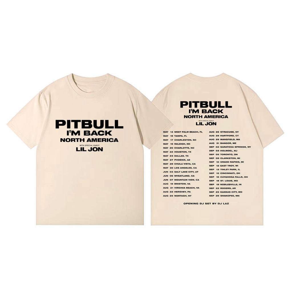 Rapper Pitbull Im Back Tour 2026 T-Shirt Herren Damen Hip Hop Mode Kurzarm T-Shirts Sommer Freizeit Locker Baumwoll T-Shirts