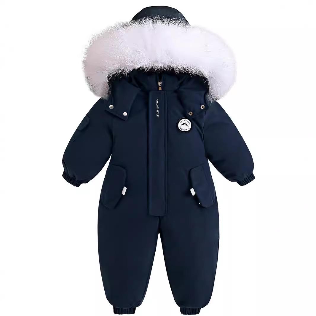 

Модная универсальная детская зимняя ветрозащитная теплая снегозащитная одежда с утолщенной изоляцией, домашний/уличный комбинезон 120cm синий