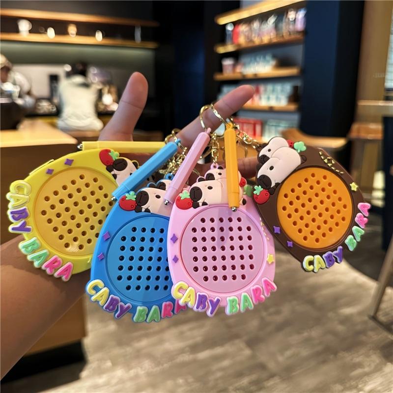 Cute Capybara Steel Ball Magnetic Decompression Keychain Student Bag Pendant Car Keychain