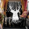 Deer Skull With American Flag And Camouflage Background Blanketcustomize Your Name Lightweight Comfortable And Stylish Blanket For Travel Bed Home