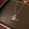 Colorful Zircon Heart Necklace - Japanese Korean Style, Cute Peach Heart, Fresh Temperament Clavicle Chain for Women
