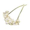 Miaomyao U-Shaped Hairpin Hair Stick Japanese Style Yukata Kimono Pearl Hair Comb Antique Hair Accessories Gold Flower Motif Zirconia Faux Pearl