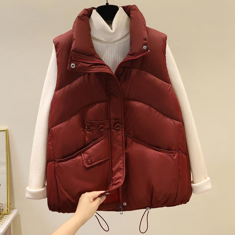 Módní dámská parka bez rukávů, zimní svrchní oblečení, elegantní tlustá teplá vesta, dámské krátké kabáty