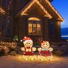 2 Pcs Christmas Gingerbread Man Yard Sign Lighted Gingerbread Boy And Girl Sign with Stake for Outdoor Lawn Patio Garden Decor