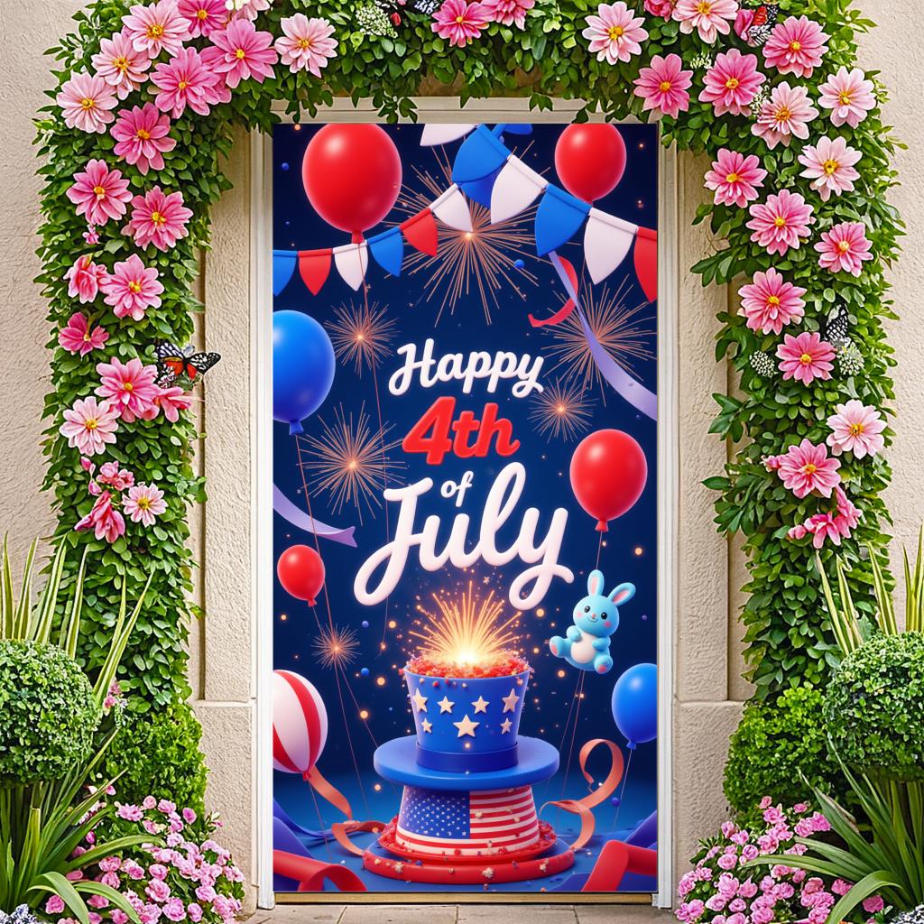Decorative Design Happy 4th of July Celebration Banner for Holiday Party Indoor Decoration Patriotic Event