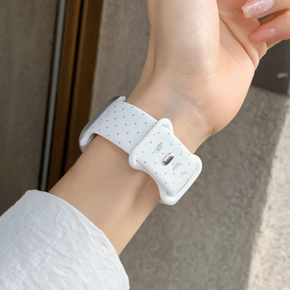 Wide Floral Polka Dot Silicone Strap Butterfly Buckle for Apple Watch Series12 11 10 SE1 2 3/Ultra4 3 2 38/42/45/49 mm