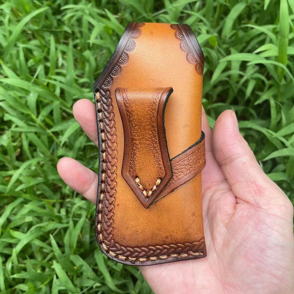 13.5 CM High-quality Cowhide Folding Knife Holder Scabbard Universal Knife Cover Leather Sheath with  Camping Knife Holsters