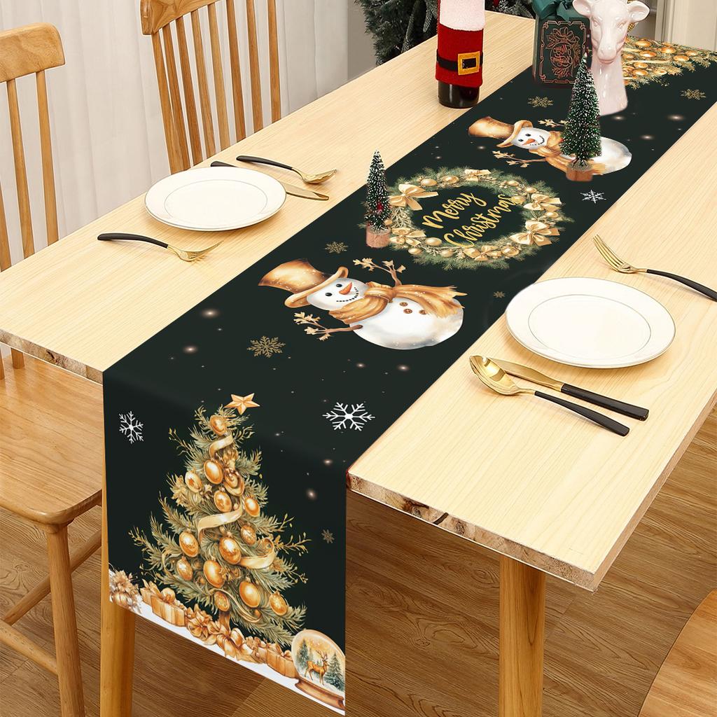 Christmas Table Runner Christmas Party Decoration 2025 Xmas Santa Claus Snowman Table Runner Navidad Natal New Year Gift 2026