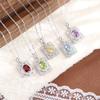 S925 Pure Silver Inlaid with Natural Topaz, Yellow Crystal, Garnet, Colorful Treasure Necklace for Women, Simple Retro High-end Pendant