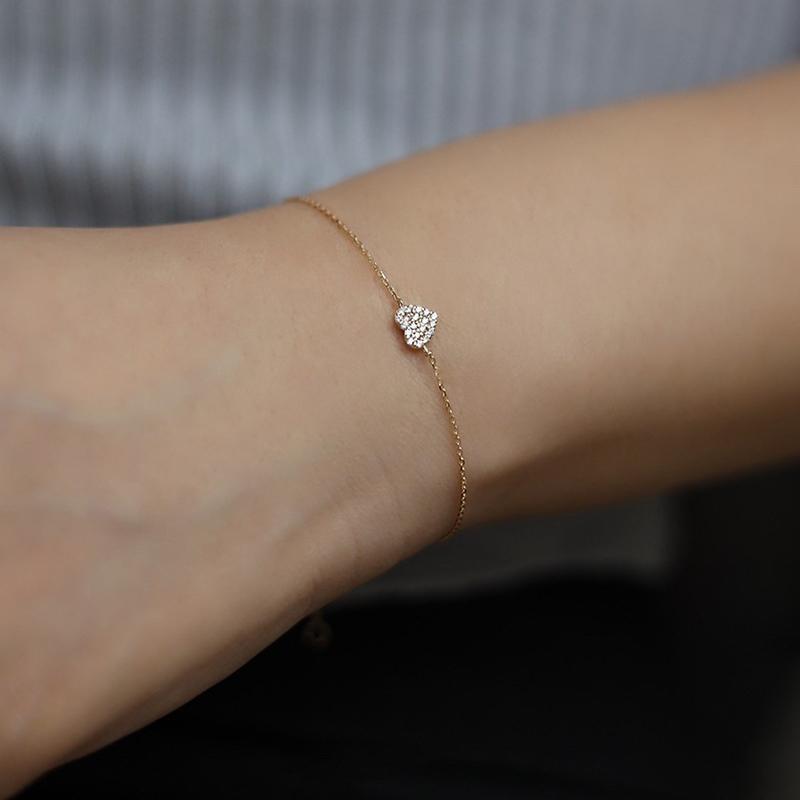 ANENJERY Heart Inlaid Zircon Bracelet For Women Simple Sweet Fashion Luxury Party Jewelry Wholesale