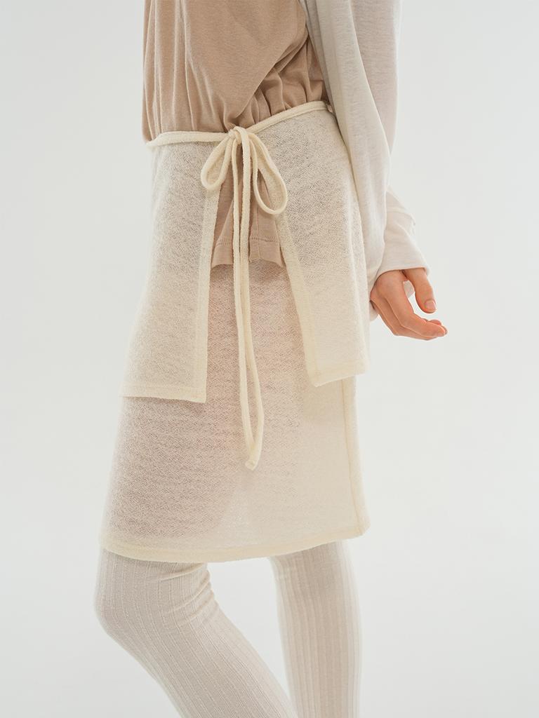 Eleleldijainseutyudio Wool Moss Crepe Layered Wrap Skirt_Vanilla Ivory