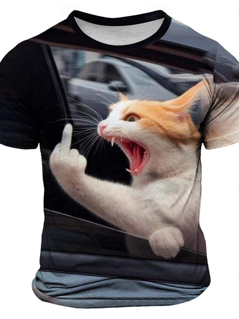 Men's Animal Funny T Shirt Short Sleeve T Shirt 3D Print O-Neck Shirts Exaggerated Designer Party Summer Casual Clothing Apparel