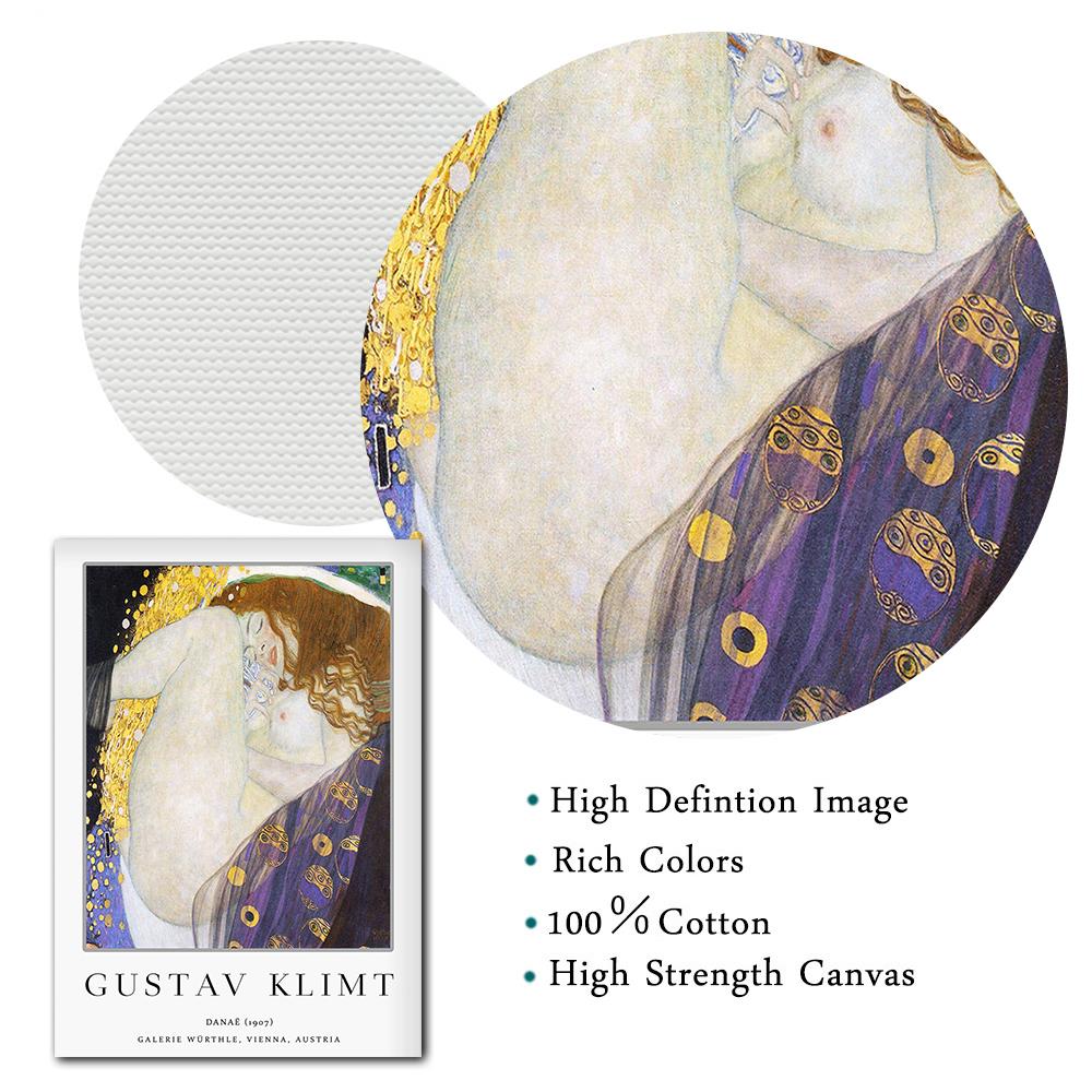 Celebrul Gustav Klimt Danae Pictură pe pânză Postere și imprimeuri Quadros Poze de perete pentru sufragerie Decorare perete de acasă Cuadros