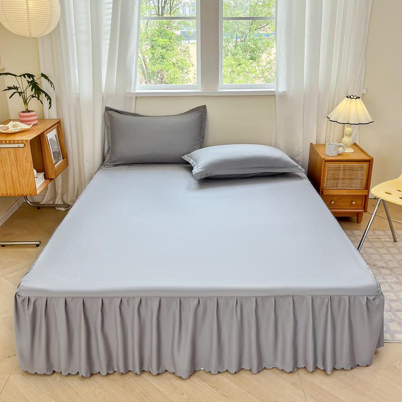 Non-Slip Solid Color Bed Skirt & Peach Skin Mattress Protector