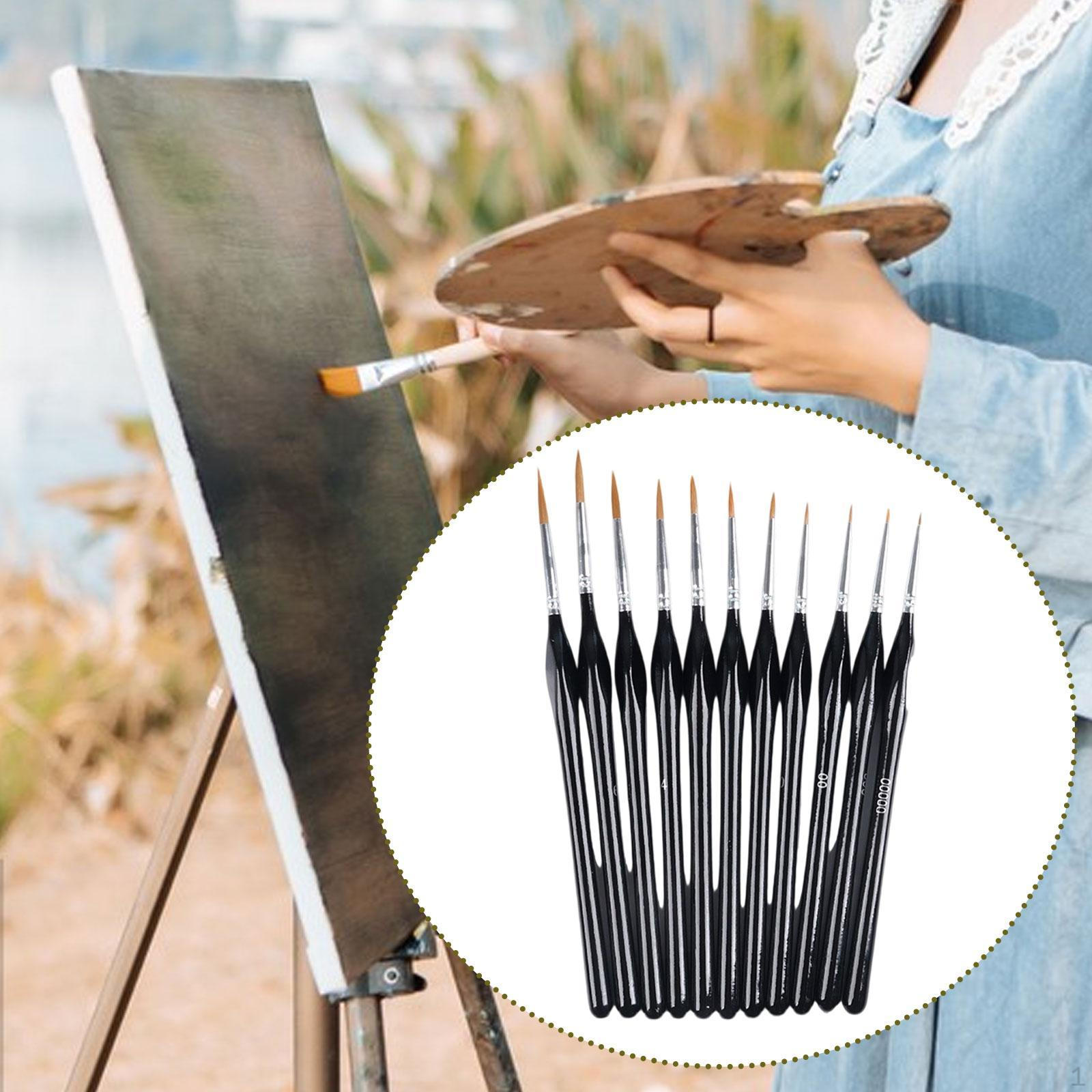 

11 штук Мініатюрні пензлі для малювання Арт Лайнер Портативні матеріали Зручні Деталі black