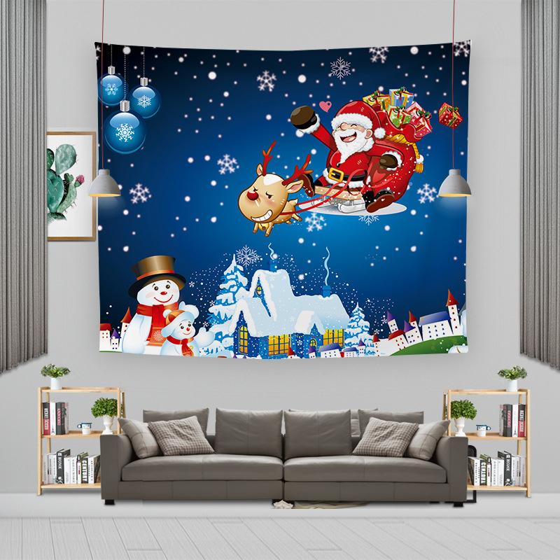 Cartoon Weihnachtsmann Wandbehang Wandteppich Frohe Weihnachten Wandteppich Hintergrundtuch Polyester Fröhliche Frohe Weihnachten Wandteppiche