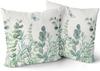 Eucalyptus Leaves Cushion Covers 18X18 Inch Set Of 2 Sage Green Leaf Butterfly Pillow Cases Spring Summer Floral Pillow Covers