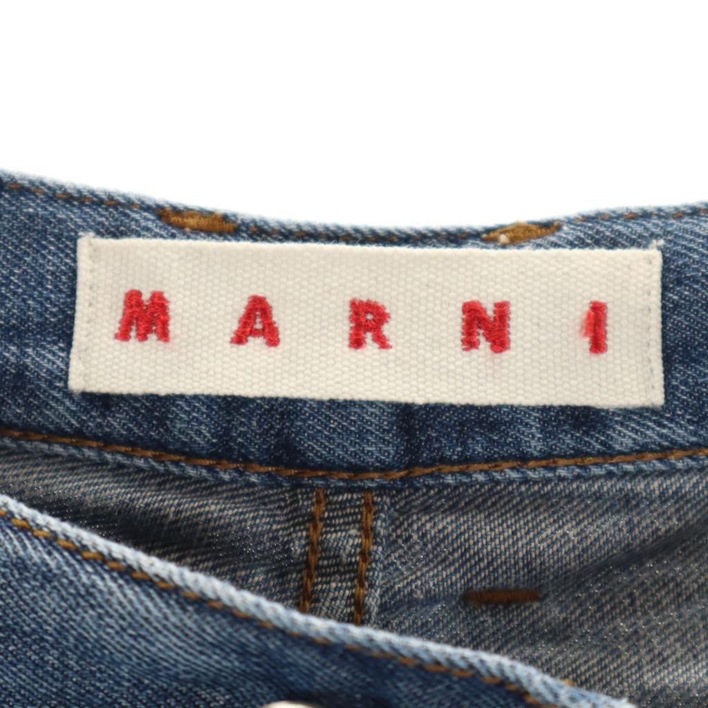 Marni Made In Italy Linen Blend Cropped Denim Pants W25 Wash Blue Jeans Women Used