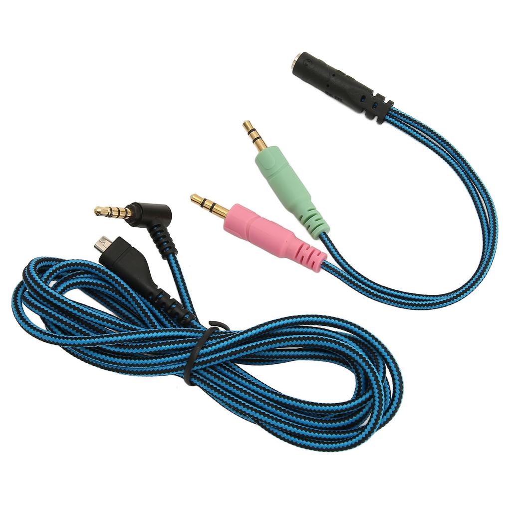 Headphone Cable Elbow Plug OFC Core Replacement Headset Cord with Y Adapter for Steelseries Arctis