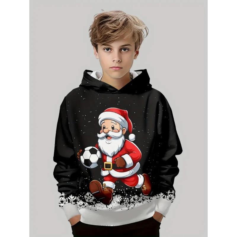 Christmas Children's Hoodie Santa Claus Print Boy Girl Sweatshirt Fashion Cartoon Kids Clothes Holiday Party Children's Clothing