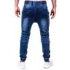Men Jeans Solid Color Pockets Summer Washable Ankle Tied Denim Pants Streetwear