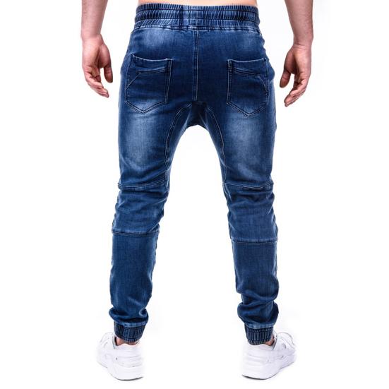 Men Jeans Solid Color Pockets Summer Washable Ankle Tied Denim Pants Streetwear