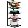 Pot Pan Organizer Rack under Cabinet, Heavy Duty Pot Pan Rack under Sink Organizers, 4/5 Tiers Height Adjustable Pan Organizer Rack, Pot Lid organizer