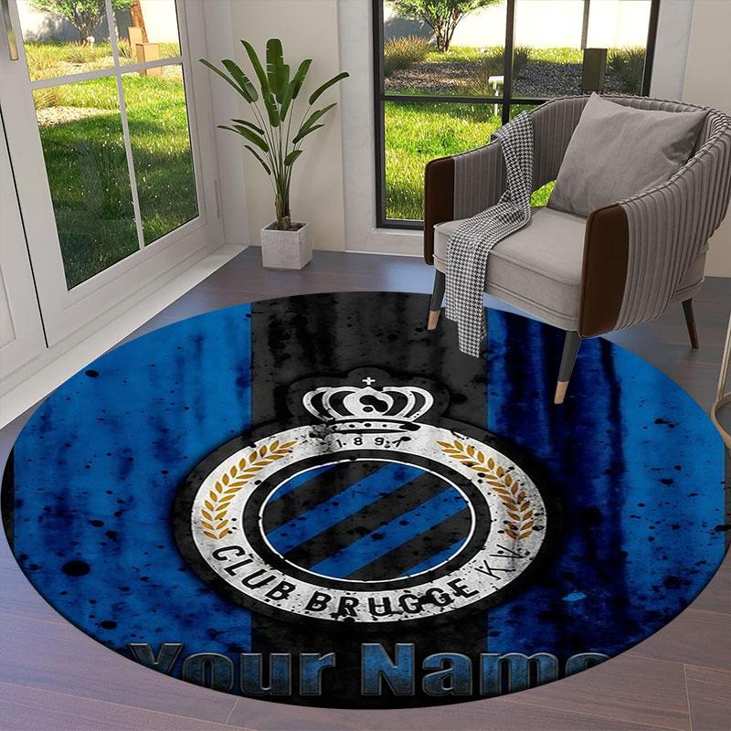 Club Brugge KV Custom Name Round Area Rug,Carpet Rug for Living Room Bedroom Sofa Playroom Decor,Non-slip Floor Mat
