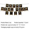 New Years Eve Tableware 2025 Black Gold Theme Balloon Package Cup Napkin Tablecloth Banner Balloon Happy New Year Party Supplies