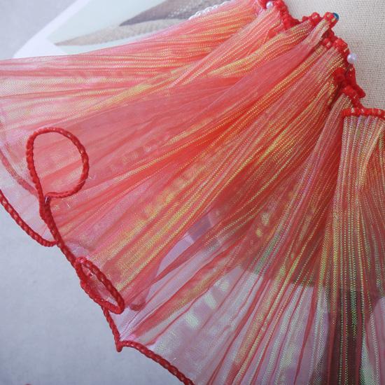 

1 метр 14 см шириной переливающаяся органза градиент плиссированное эластичное кружево трехмерный наряд русалки юбка аксессуары кружево в виде лепестков лотоса 1Meters