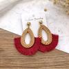 Holiday Style Handmade Grass Rattan Woven Earrings Retro Fringed Simple Stud Earrings Temperament Versatile Women's Earrings