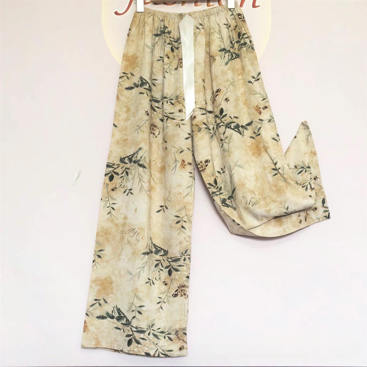 

Женские пижамные брюки большого размера из хлопка и шелка для беременных - Легкие, широкие, для лета One Size