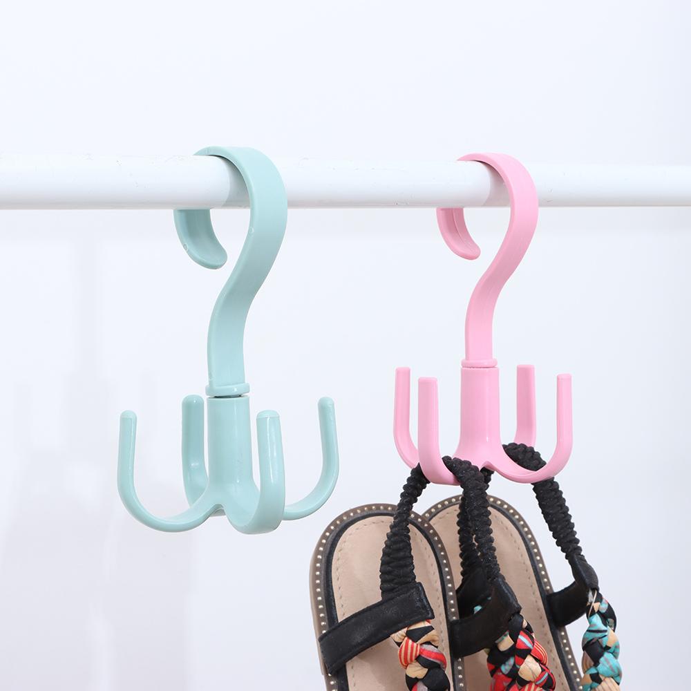 Shelf Storage Storage Hook Tie Holder Rotating Four-claw Hook Plastic Hanger Multifunction 4 Hook